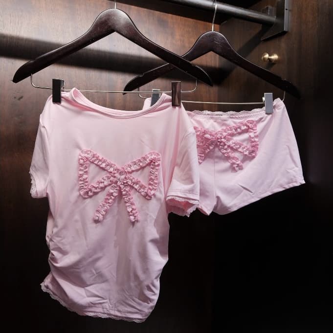 Bowie Set — áo thun bèo trái tim, quần short ren — ảnh 3