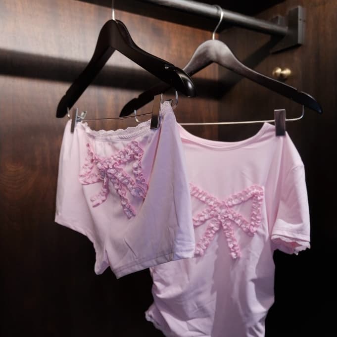 Bowie Set — áo thun bèo trái tim, quần short ren — ảnh 9