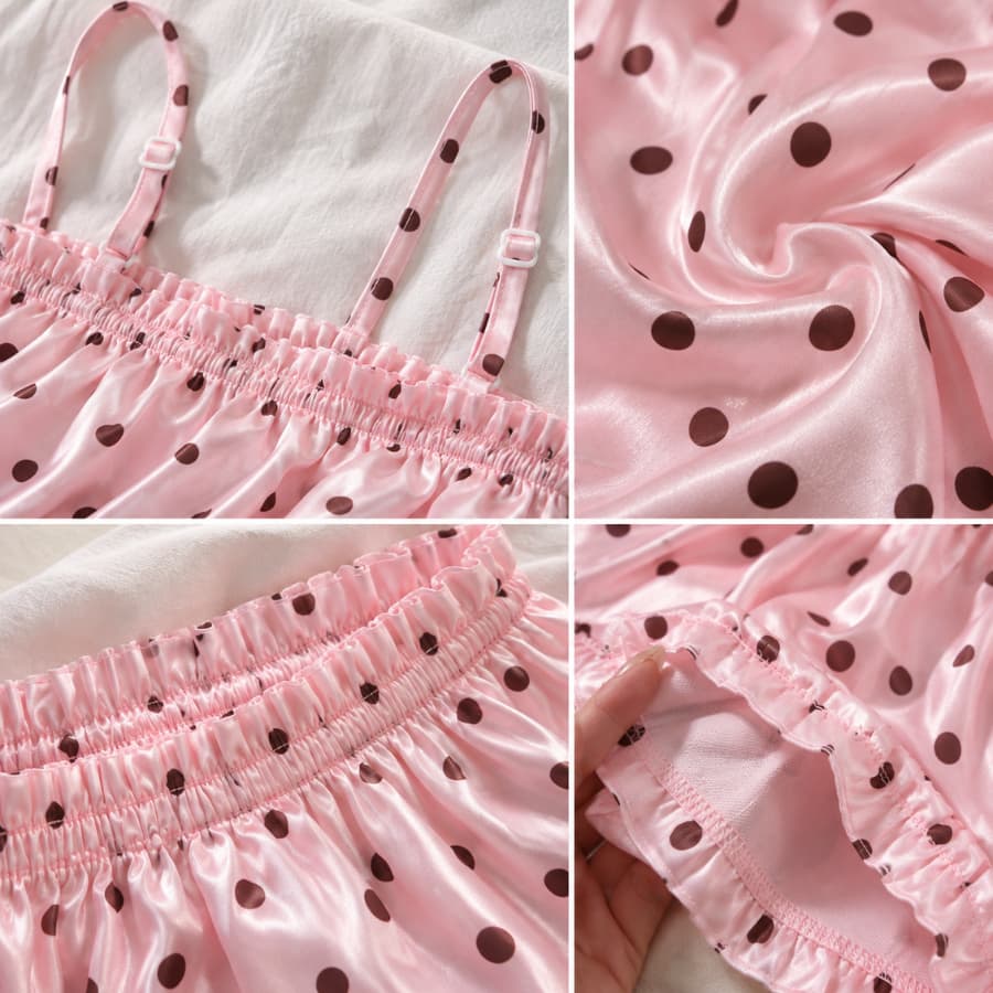 Dolly Dot Set — croptop chấm bi, quần short satin — ảnh 4