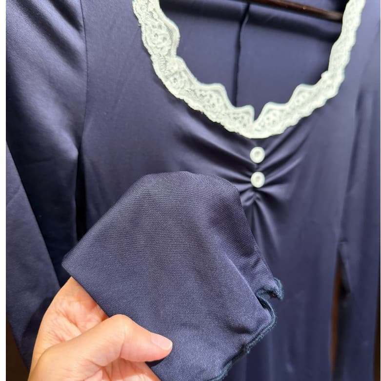 Navy Suit — bodysuit xanh sapphire viền ren trắng — ảnh 2