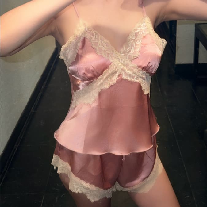 Pearl Set Hồng Đỗ — satin phối ren — ảnh 7