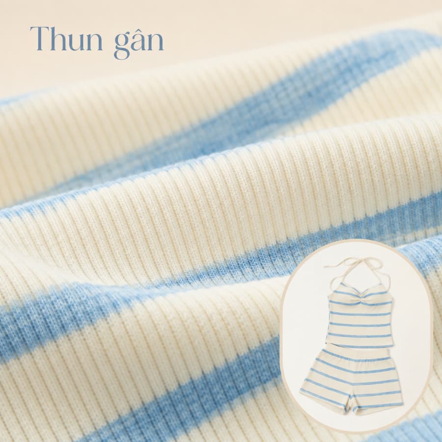 Set thun gân kẻ sọc — hai dây có mút — ảnh 6