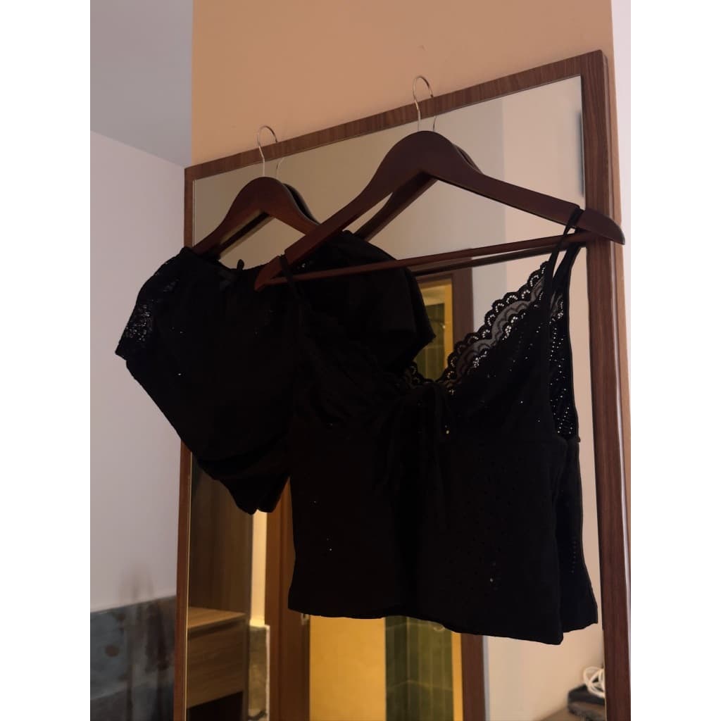 Swan Set Black — ren đen, hai dây — ảnh 9